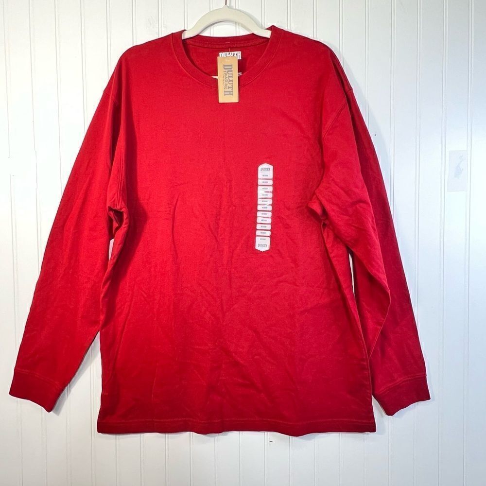 New Duluth Trading Long Sleeve Shirt Men Medium Red Relaxed Fit Longtail Tee